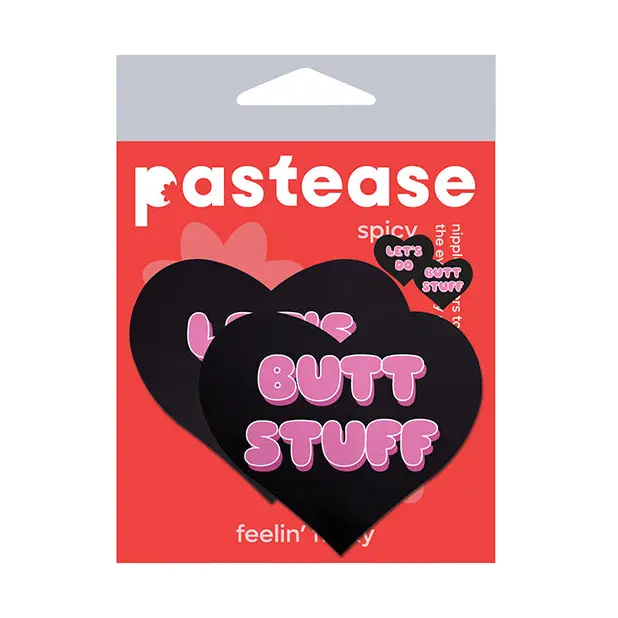 Pastease Premium Heart Let’s Do Butt Stuff - Black/Pink O/S - Lingerie - Packaged