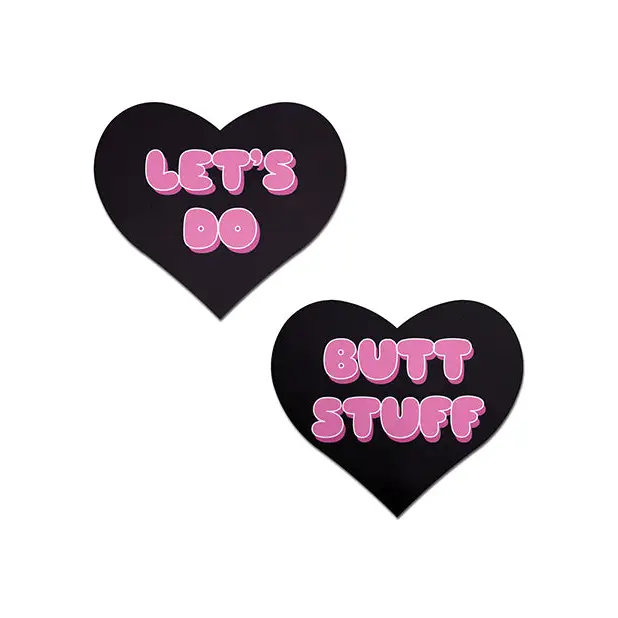 Pastease Premium Heart Let’s Do Butt Stuff - Black/Pink O/S - Lingerie - Packaged