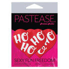 Heart-shaped red pasties with ’HO HO HO’ in white text, Pastease Premium festive product