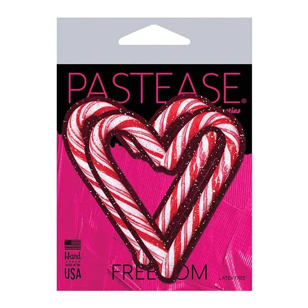 Pastease Pasties Pastease Premium Holiday Candy Cane Heart  - Red/white O/s at the Haus of Shag