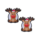 Cartoon reindeer with red noses wearing Santa hats - Pastease Premium Holiday Reindeer