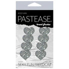 Pastease Pasties Pastease Premium Mini Glitter Hearts - Silver Pack Of 8 at the Haus of Shag