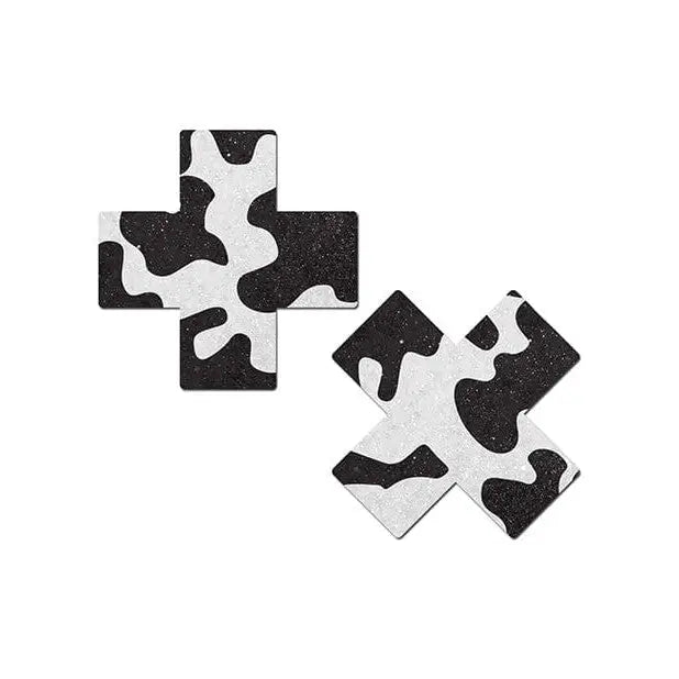 Pastease Pasties Pastease Premium Plus X Cow Print Cross - Black/white O/s at the Haus of Shag