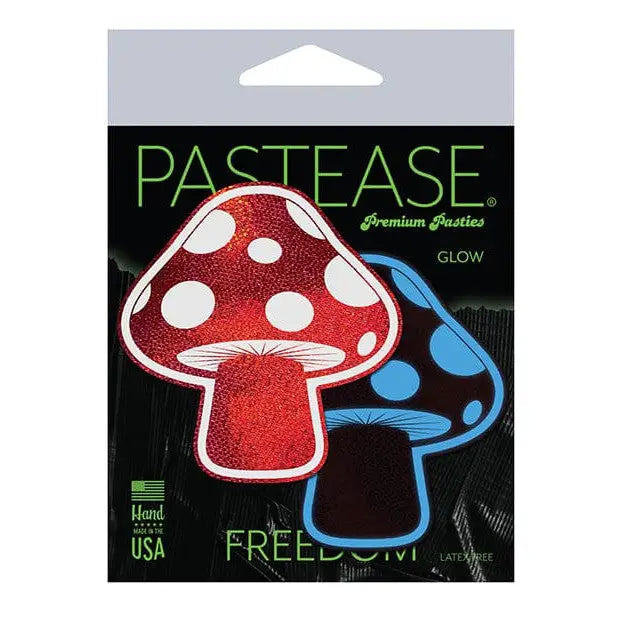 Pastease Pasties Pastease Premium Shiny Glow In The Dark Shroom - Red/white O/s at the Haus of Shag