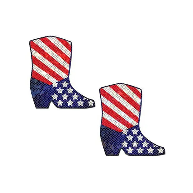 Pastease Pasties Pastease Premium Sparkling Stars & Strips Usa Cowboy Boot - Red/white/blue O/s at the Haus of Shag