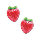 Two ripe, red strawberries with green leaves - Pastease Premium Sparkly Juicy Berry