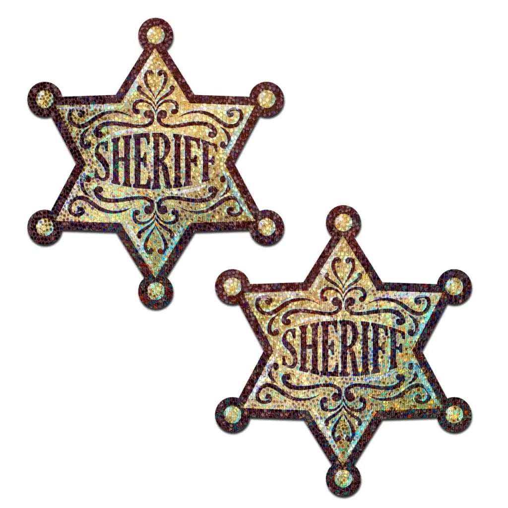 Pastease Pasties Pastease Sheriff Star: Glittering Golden Sheriff's Badge Nipple Pasties at the Haus of Shag