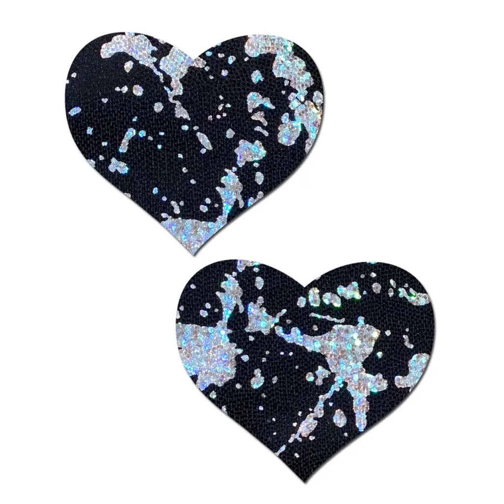 Pastease Splatter Holographic Heart - Multi-Color - Pasties