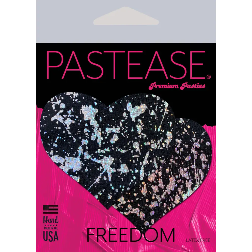 Pastease Splatter Holographic Heart - Multi-Color - Pasties