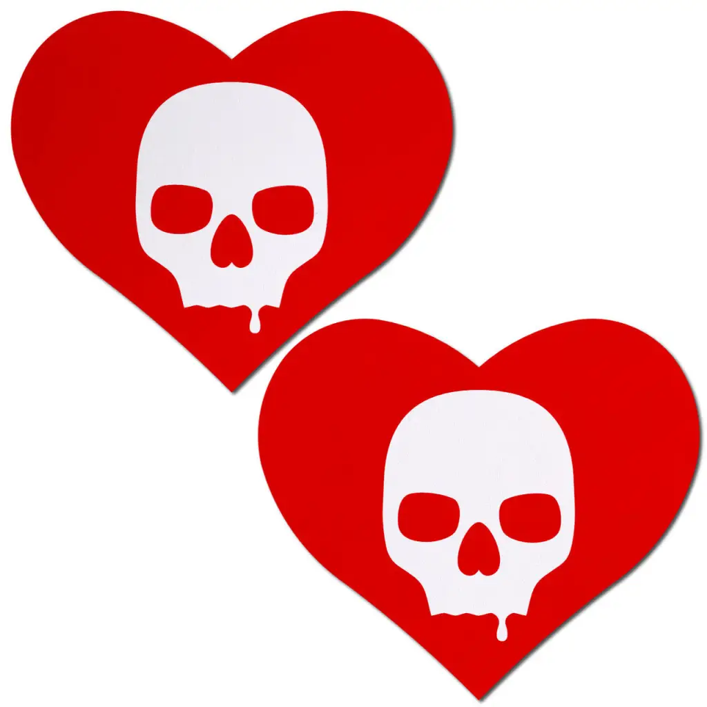 Pastease Sullen Skull Red Hearts - Pasties