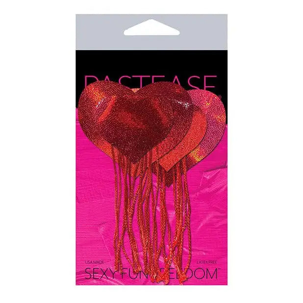 Pastease Pasties Pastease Tassel Holographic Heart - Red O/s at the Haus of Shag