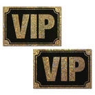 Two black and gold glitter VIP signs for Pastease Vip Gold Glitter On Liquid Black Nipple Pasties