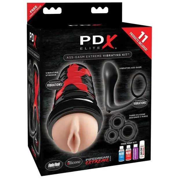 PDX Elite Ass-gasm Vibrating Kit showcasing the DX vibrating device for an elite ass gasm experience