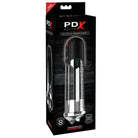 A box of PDX Elite Blowjob Power Pump with a black handle and intermittent suction feature