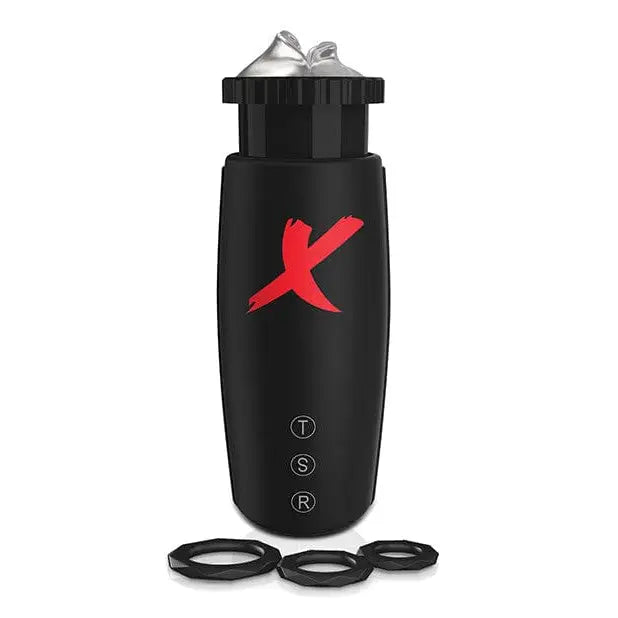 Black X-Press bottle with red logo used in PDX Elite Moto-Bator Sucking and Thrusting Masturbator