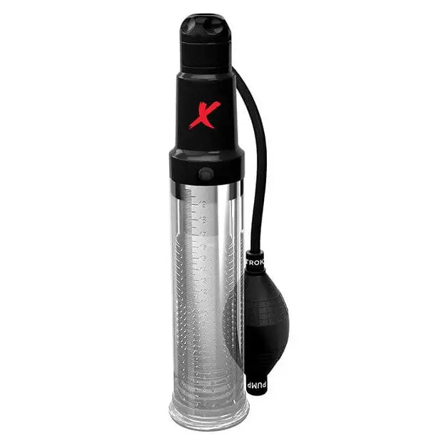 PDX Elite Suck-N-Pump Stroker water bottle with black handle and red logo