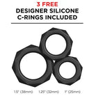 Three black rings on white background, PDX Elite Ultimate Milker Hands Free Masturbation Sleeve