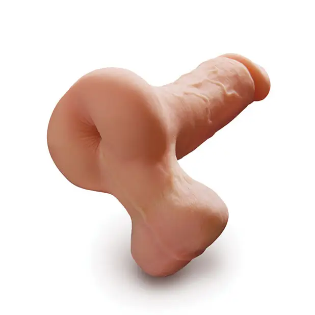 PDX Male Reach Around Anal Stroker and Realistic Cock Beige - Manual Stroker