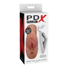 Box of PDX Plus Perfect Pussy Double Stroker featuring the penis plug included