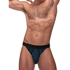 Peak Performance Sport Jock - Man’s torso and lower body in blue and black brief-style underwear