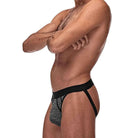 Man wearing Peak Performance Sport Jock in black and gray underwear