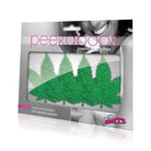 Peekaboos Mary Jane Pasties: Green glittery marijuana leaf nipple covers in retail packaging