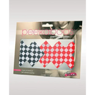 Package of Peekaboos Off The Wall Checkered Pasties in black and red checkered designs