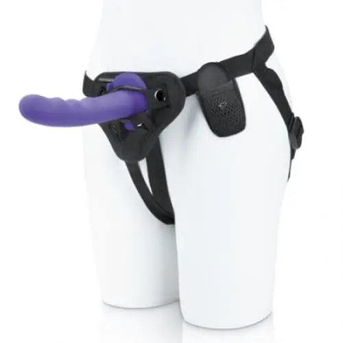 Pegasus 6’ Curved Wave Silicone Peg with Harness - Purple Strap-On Sex Toy Attachment