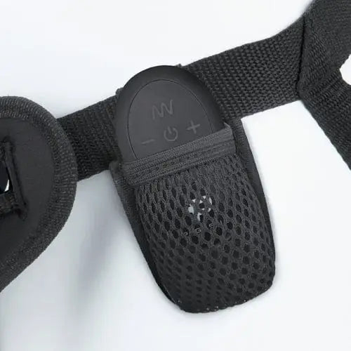 Black mesh pouch for curved wave silicone peg, part of Pegasus 6’ Curved Wave Peg Harness