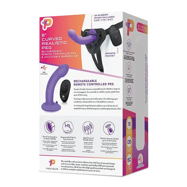 Curved purple silicone sex toy with remote control - Pegasus 6’ Rechargeable Curved Peg