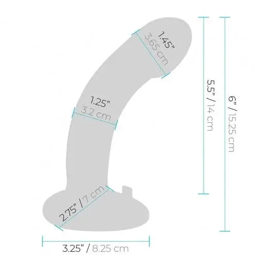 Pegasus 6’ rechargeable curved peg with measurements labeled for each dimension