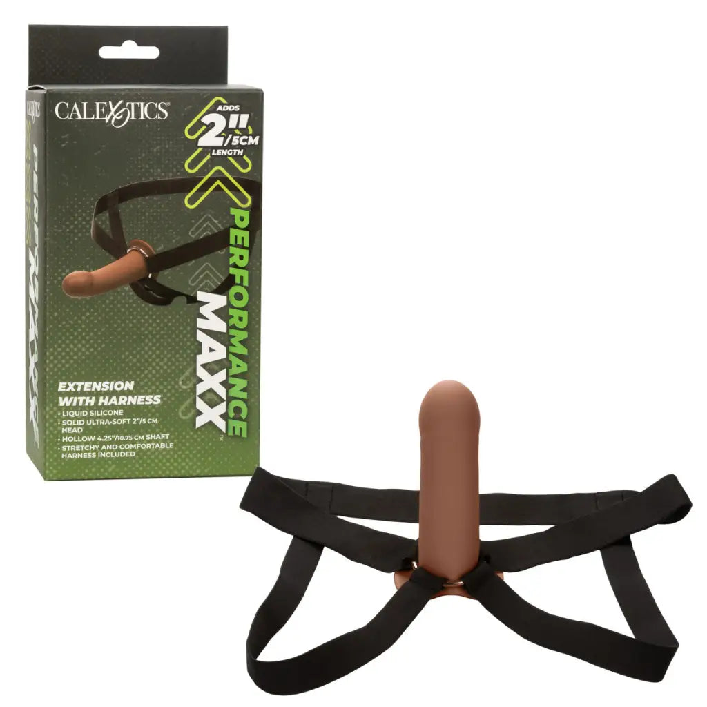 Performance Maxx Extension W/ Harness - Brown - Cock Extender