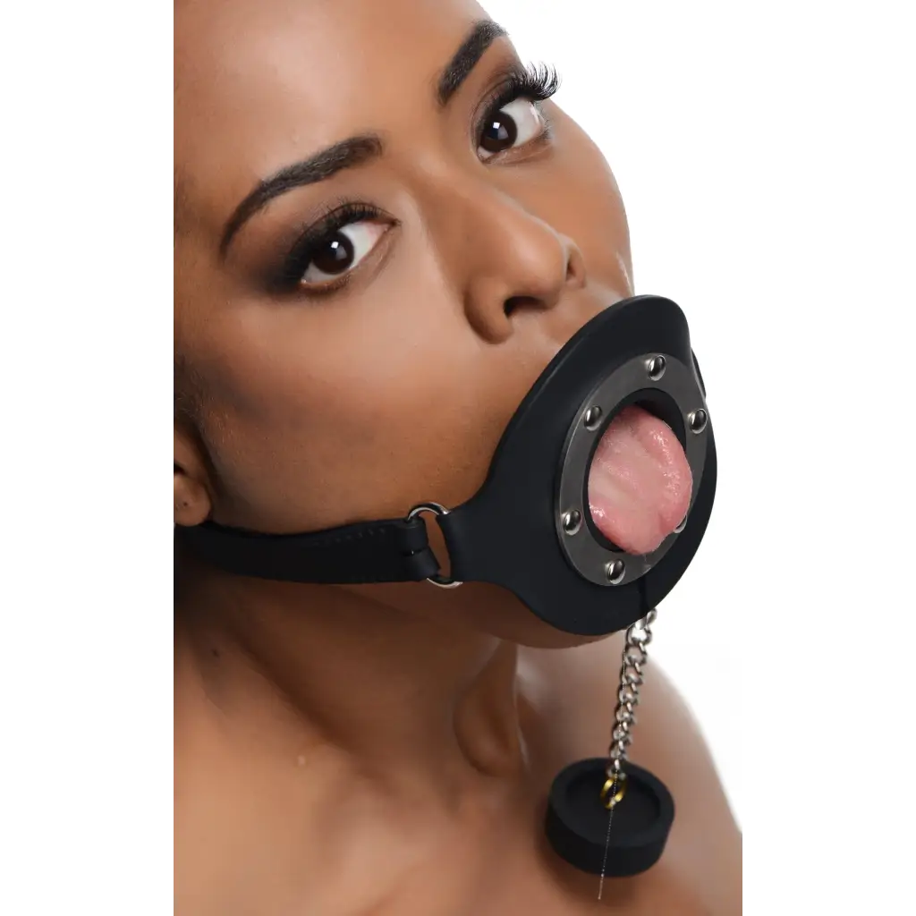 Master Series Gag Pie Hole Silicone Feeding Gag at the Haus of Shag