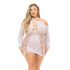 Woman in white cutout dress from Pink Lipstick Animal Inside Dress collection