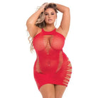 Pink Lipstick ’Back 2 Basixxx’ Hi Neck Dress by Rene Rofe: Revealing red bodycon with cutouts