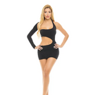 Woman in black swimsuit from Pink Lipstick Cut collection, elegant swimwear fashion