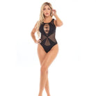 Rene Rofe Bodysuit One Size Fits Most / Black Pink Lipstick High Neck Bodysuit by Rene Rofe at the Haus of Shag