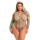 Rene Rofe Dress One Size Fits Most (Queen) / Multi-Color Pink Lipstick 'More Color' Long Sleeve Rainbow Bodysuit by Rene Rofe at the Haus of Shag