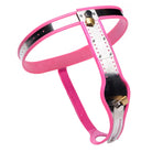 Master Series Chastity Belt Pink Stainless Steel Adjustable Female Chastity Belt at the Haus of Shag