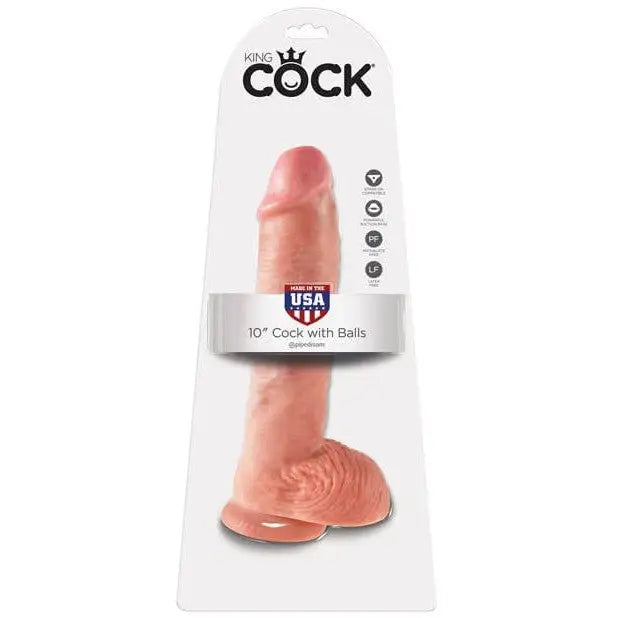 King Cock 10’ Dildo with Balls - Realistic Silicone Adult Toy in Phallic Shape