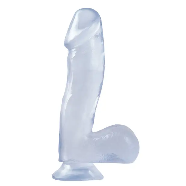 Pipedream Basix Rubber Works 6.5 in. Dong With Balls & Suction Cup Clear - Dildos and Dongs