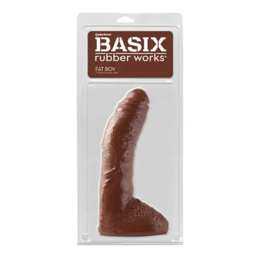 Pipedream Basix Rubber Works Fat Boy 10 in. Dildo With Balls Brown - Dildos and Dongs