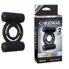 Pipedream Fantasy C-Ringz Extreme Double Trouble Vibrating Silicone Cockring With Dual Bullets Black - Cock Ring