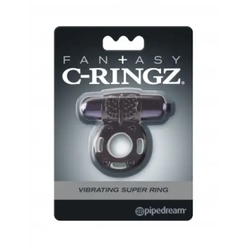 Pipedream Fantasy C-Ringz Vibrating Super Ring With Bullet Black - Black - Cock Ring