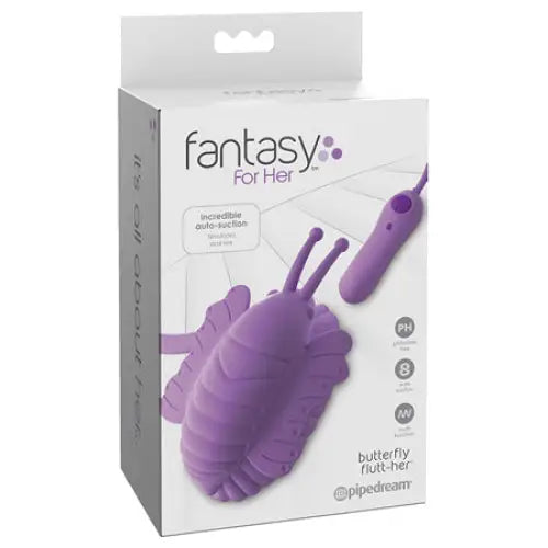 Pipedream Fantasy For Her Butterfly Flutt-Her Remote-Controlled Vibrating Silicone Suction Stimulator Purple - Wearable