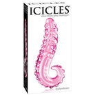 Pipedream Icicles No. 24 Curved Textured 6 in. Glass Dildo With Handle Pink - Plain Dildo