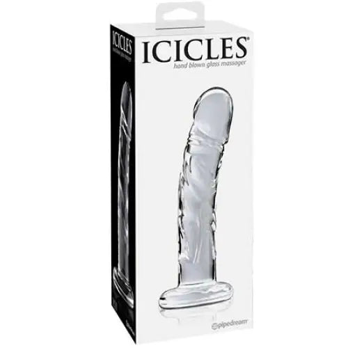 Pipedream Icicles No. 62 Curved Realistic 6.5 in. Glass Dildo Clear - Plain Dildo