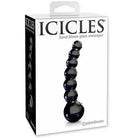 Pipedream Icicles No. 66 Curved Beaded 4.75 in. Glass Dildo - Black - Plain Dildo