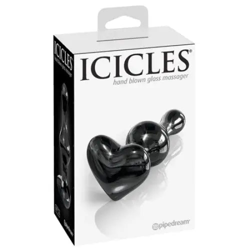 Pipedream Icicles No. 74 Beaded Glass Massager With Heart-Shaped Base - Black - Anal Beads