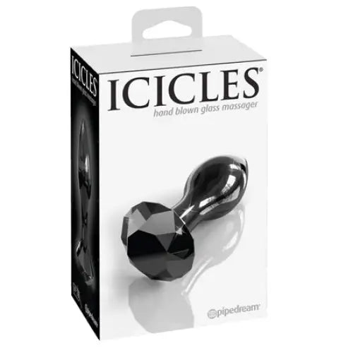 Pipedream Icicles No. 78 Glass Anal Plug With Faceted Base Black - Black - Butt Plug